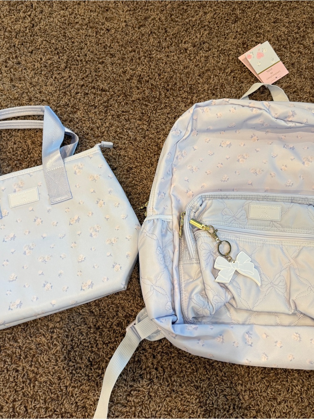 LoveShackFancy Pastel Lavender Floral Backpack & Tote Set
